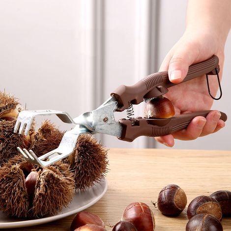 Robusto schiaccianoci per castagne, ideale per rompere le castagne senza sforzo, con manici ergonomici, antiscivolo e comodi. Utensile da cucina multiuso per hotel e ristoranti, 19 cm, confezionato si (1/3)