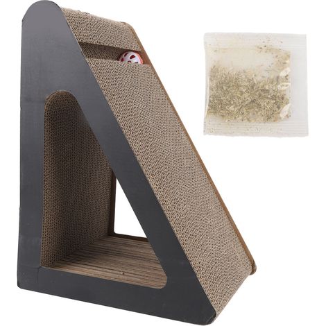 Griffoir Chat Carton Ondulé Triangle Vertical Robuste Design Unique pour Griffes Saines et Jeu Quotidien Accessoire Inclus (1/4)