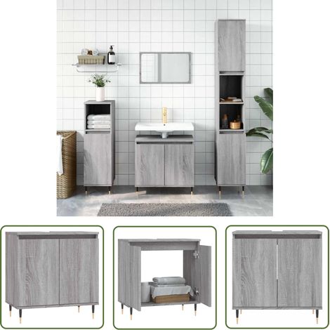 Maison Exclusive Badschrank Grau Sonoma 58x33x60 cm Holzwerkstoff