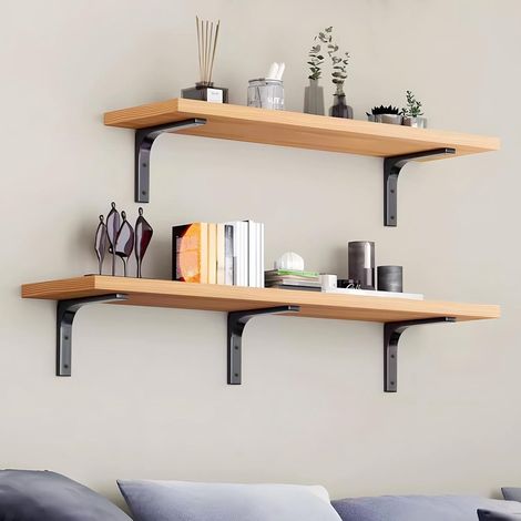 Componenti - Staffe per mensole a muro - Staffe per mensole a L - 150 x 125 x 20 mm - Nero - Senza viti - Acciaio inossidabile - Multifunzionale - Montaggio a parete (1/4)