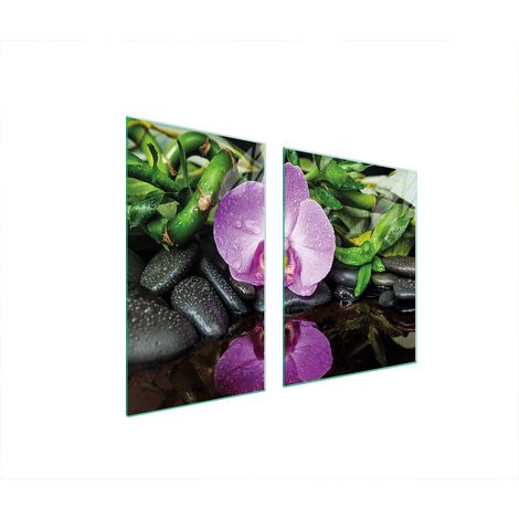 Assiette en verre et planche à découper 100x52 orchidée (1/5)