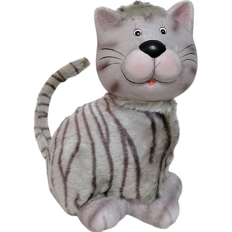 Salvadanaio portamonete a forma gatto con pelliccia idea regalo per casa bambini decoro ambienti in ceramica (1/5)