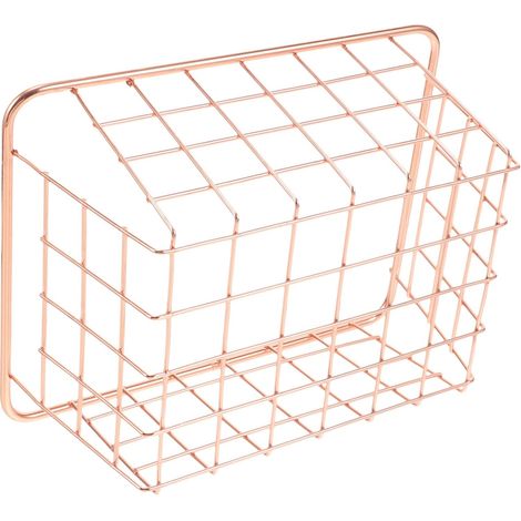 Aufbewahrungskorb aus Schmiedeeisen im europäischen Stil für den Schreibtisch, kleiner Metallkorb zur Aufbewahrung von Snacks und Obst, roségoldfarben, geeignet für die Organisation zu Hause und im Bü