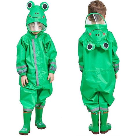 Toddler Rain Suit Baby Rain Suit with Hood Waterproof Coverall One Piece Rain Suit Kids (3-10 Years) (1/5)