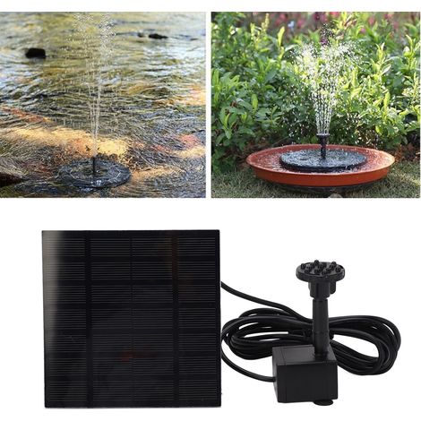 Fontaine solaire SF004 avec pompe à eau, 1,5 W, 110 x 110 mm, 6 buses, hauteur de jet maximale 70 cm. Convient pour les jardins, les bassins, les piscines, les aquariums et les espaces extérieurs. (1/5)