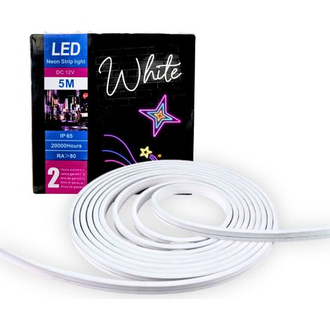 Striscia LED Neon Flex 5mt Strip Led Bianco Freddo 6000k IP65 Interno Esterno