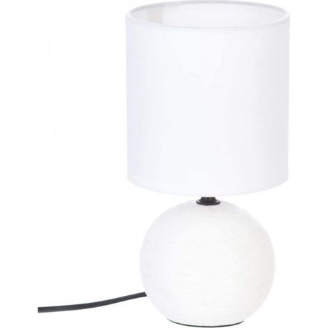 Lampe en Céramique Pied Boule striée Blanc - Atmosphera (1/4)