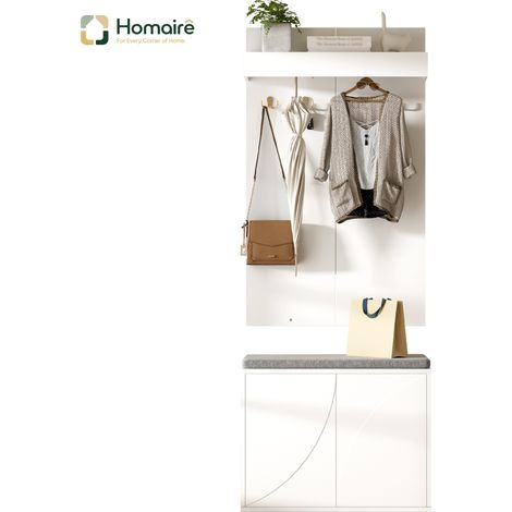 Schrank weiß aus Polyester 60 x 35 x 145 cm HOMAIRE (1/5)