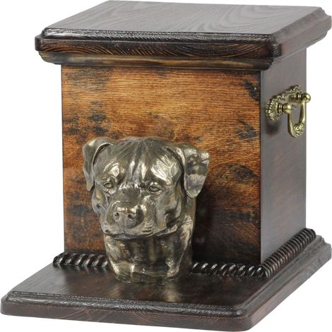 Rottweiler: una urna para cenizas de perro con una estatuilla, una elegante urna para un perro, una urna única con un busto de perro de Art-Dog. (1/5)