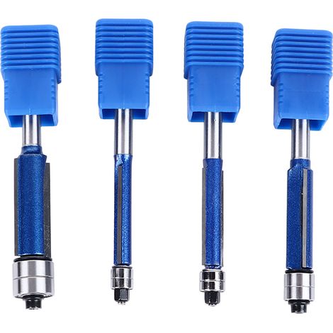 Set mit 4 Bündigfräsern, 6 mm Schaft, doppeltes oberes Lager, professionelles Holzbearbeitungswerkzeug