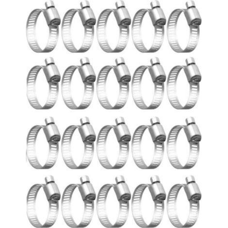 Ensemble de 20 colliers de serrage , colliers de serrage réglables 32-50 mm, colliers de serrage en acier inoxydable 304, colliers de serrage métalliques, pour tuyaux, conduites de gaz, (1/4)