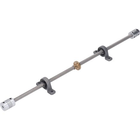 Kit vis à lead 8mm 500mm axes optiques horizontaux 2 supports rail bloc palier accouplement flexible T8 (1/5)