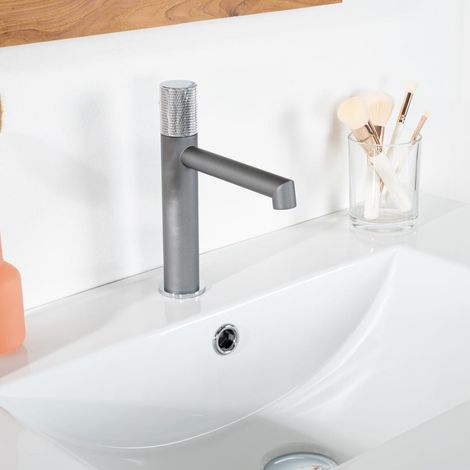 Robinet salle de bain progressif Irminio gris et chromé