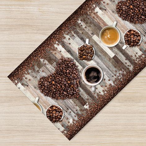 Tappeto passatoia fantasia made in Italy antiscivolo lavabile aderente 73 Coffe Break - 50x350cm