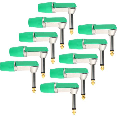 Lot de 10 adaptateurs audio XLR coudés 6,35 mm, professionnels, durables et résistants à la corrosion, pour casque audio (vert). (1/5)