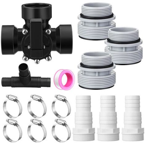 Kit de Valve à Trois Voies Universelle 1,5" – Inclut Adaptateurs et Colliers de Tuyau – pour Filtre et Système de Piscine (1/4)