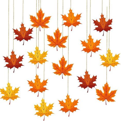 Décoration d'automne - Décoration de plafond pour Thanksgiving - Avec feuilles d'érable - Cordon doré inclus - À faire soi-même - Multicolore - 16 pièces (1/5)