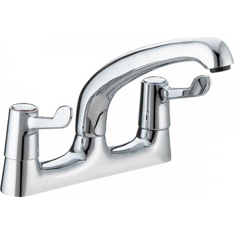 Bristan Value Kitchen Sink Mixer Tap Double Lever Deck Mounted Dual Flow Chrome (1/5)