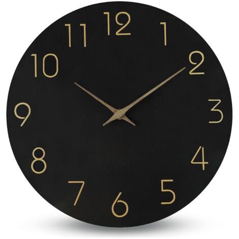 VURAHOME - Horloge Murale silencieuse sans tic-tac décorative pour Cuisine, Chambre, Salle de Bain, Bureau, Salon, Fonctionne avec Piles – 30,4 cm en Bois Moderne Simple (1/4)