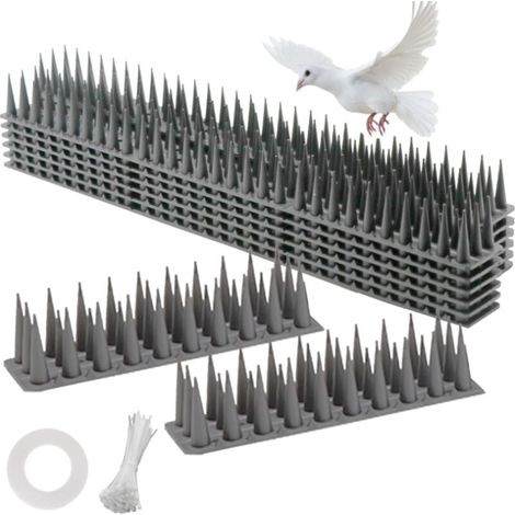Lot de 12 pigeons de 5,2 m en plastique - Protection contre les oiseaux - Pour balcon, chat, moineaux et rebord de fenêtre - Gris (1/5)