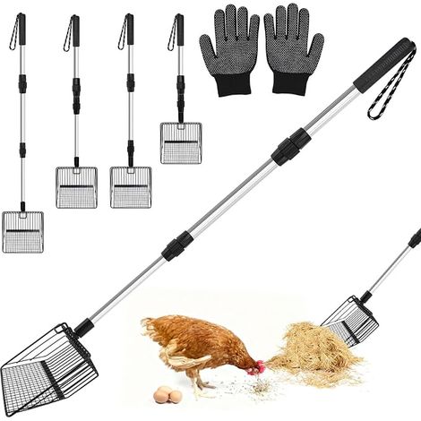 Litter Scoop for Chickens, Chicken Droops, Cats, Adjustable Sieve Scoop, Chicken Coop Accessories for Cleaning Waste and Debris of Sand Black (1/5)