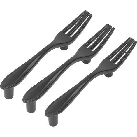 3er-Set Türgriffe, verdickte Besteck- und Geschirrgriffe in Schrankform für Schubladen, Kleiderschränke und Bücherregale, schwarze Gabel (1/5)