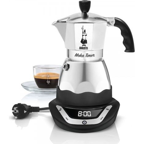 Cafetière italienne électrique 6 tasses – 300 ml – Inox – Programmable – Moka Timer pour espresso riche et savoureux – Bialetti