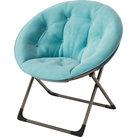 Chaise en fausse fourrure en forme de soucoupe, design pliable, confort ergonomique, Bleu (1/2)