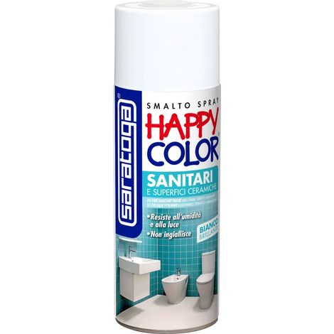 Smalto spray Happy Color Sanitari e Superfici ceramiche bianco brillante 400 ml SARATOGA