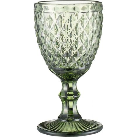 Ensemble de 1 verre à vin coloré à motif vintage en relief, idéal pour les fêtes, mariages et anniversaires. Verres en cristal. (1/5)