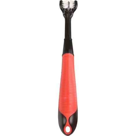 Brosse à dents kerber soft grip noir rouge 20 cm pour chien - Flamingo (1/3)
