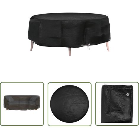 The Living Store Abdeckung für Lounge-Insel 8 Ösen Ø188x50 cm Rund - Lounge Inselfabrikate - Gartenmöbelschutzhülle - UV-Schutz - Wasserfeste Überdachung - Gartenmöbel Abdecken (1/5)