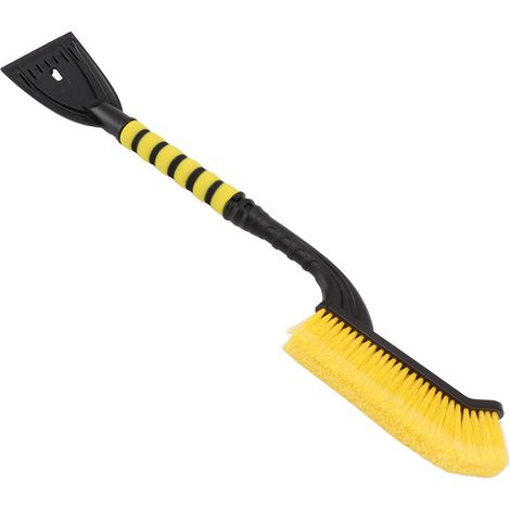Brosse à neige, grattoir à glace amovible, outil de déneigement avec poignée ergonomique en mousse pour voitures et camions, jaune et noir (1/5)