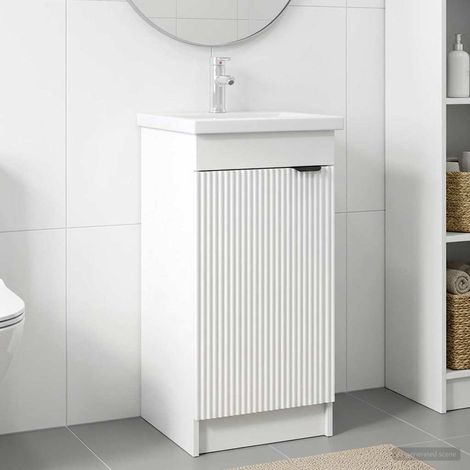 vidaXL Meuble de salle de bain avec évier Blanc 42 x 40 x 84,5 cm (1/5)