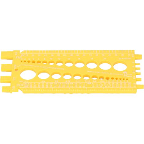 Strumento di misurazione bulloni, calibro per filettature di dadi in plastica portatile integrato, scala in pollici e millimetri, giallo (1/5)
