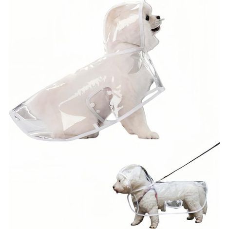 Imperméable transparent pour chien - Longueur du dos : 33 cm - Imperméable pour chien - Léger et ajustable (1/5)
