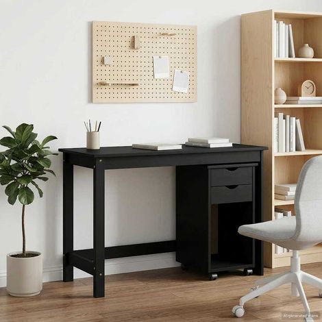 Set di Scrivania e Armadietto 2 pz Nero Legno Massello di Pino vidaXL (1/5)