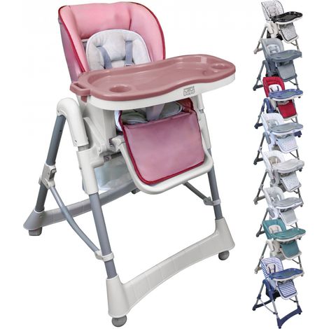 Chaise haute bébé pliable réglable hauteur dossier tablette - Ptit - Rosa - Monsieur Bébé