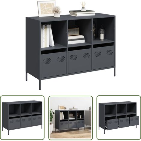 vidaXL Buffet anthracite 101,5x39x73,5 cm acier laminé à froid (1/5)