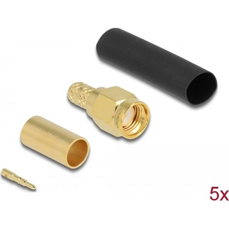 Delock SMA macho para engarzar LMR200 con tubo termorretrÃ¡ctil a juego