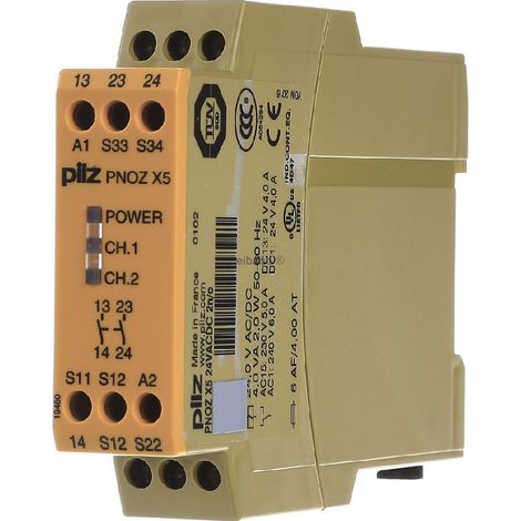 Relè Di Sicurezza Pnoz X5, 24V Ca/Cc, 1, 2 Canali, 2 Contatti Di Sicurezza