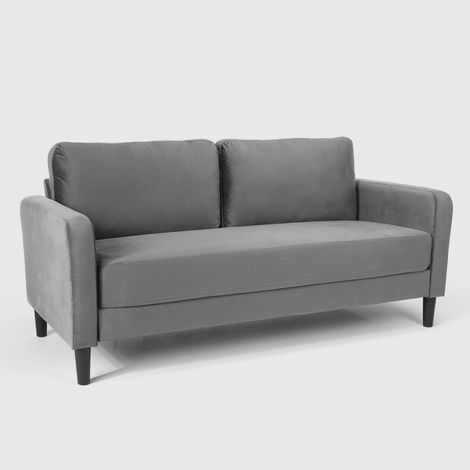 Sofá de 3 plazas de diseño moderno para salón y salones en tela Portland - Gris (1/5)
