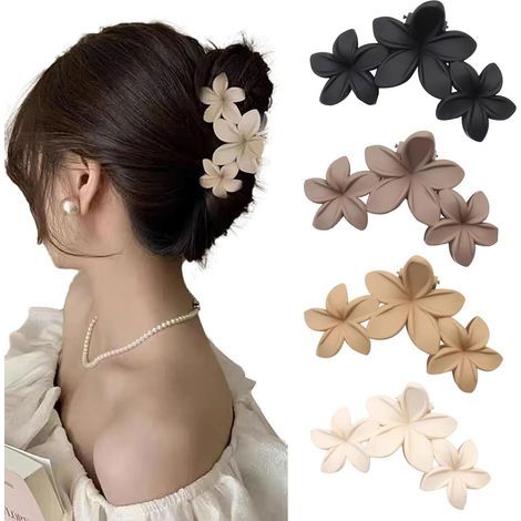 Pince à cheveux à grandes fleurs, pinces à cheveux mignonnes et antidérapantes, accessoire élégant pour cheveux longs et épais (1/5)