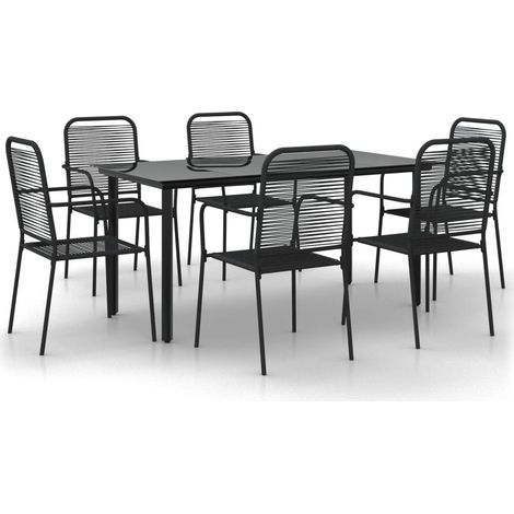 Maison Exclusive - Set da Pranzo da Giardino 7 pz Nero Corda di Cotone e Acciaio