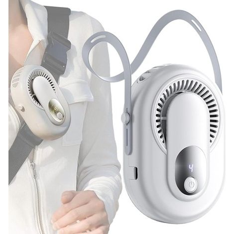 Ventilatore portatile da collo,5 velocità,piccolo ventilatore con clip da vita,display LED da 5,2 cm/2,05 pollici,ventilatore ricaricabile (1/5)