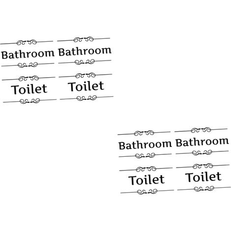 Set mit 8 Toilettenaufklebern aus Papier, Erd-/Rottöne, schwarze Zieretiketten