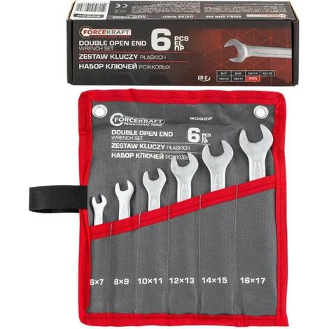 Juego de 6 llaves fijas de 6-17 mm con revestimiento CR-V FK-5062P