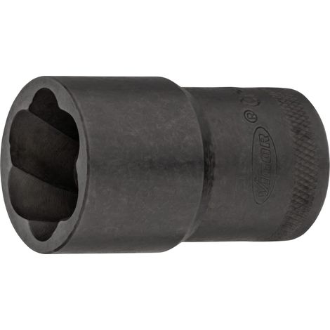 VIGOR Spiralnutenausdreher-Einsatz, 1/2 (12,5 mm) Vierkant hohl, Außen Schraubenausdreher Profil, SW 22 mm (1/4)