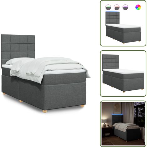 The Living Store Boxspringbett mit Matratze Dunkelgrau 80x200 cm Stoff - Boxspringbett - Doppelbett - Bettenrahmen - Liegefläche 80x200cm - Dunkelgraues Bett (1/5)