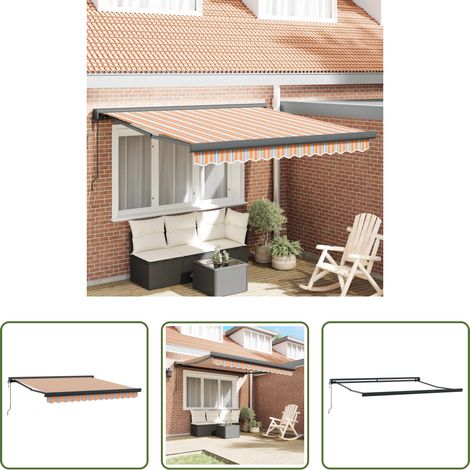 Store rétractable - Auvent Multicolore 350 x 250 cm Polyester et Aluminium (1/5)